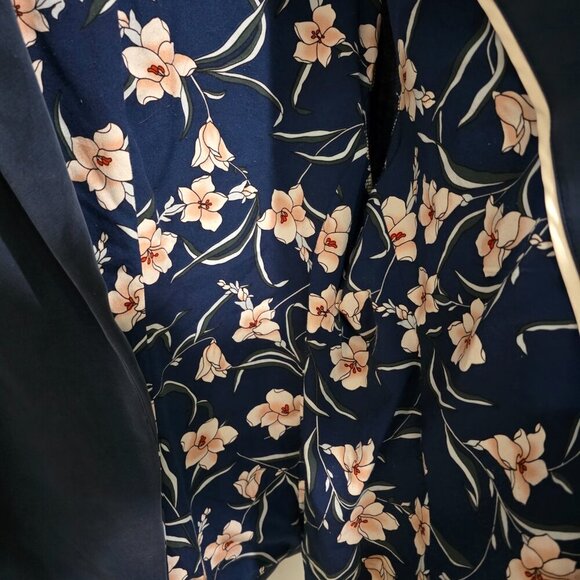 Skies Are Blue Plus Size 2X Navy Blue Blazer – Floral Lined Lightweight Work - Picture 11 of 14